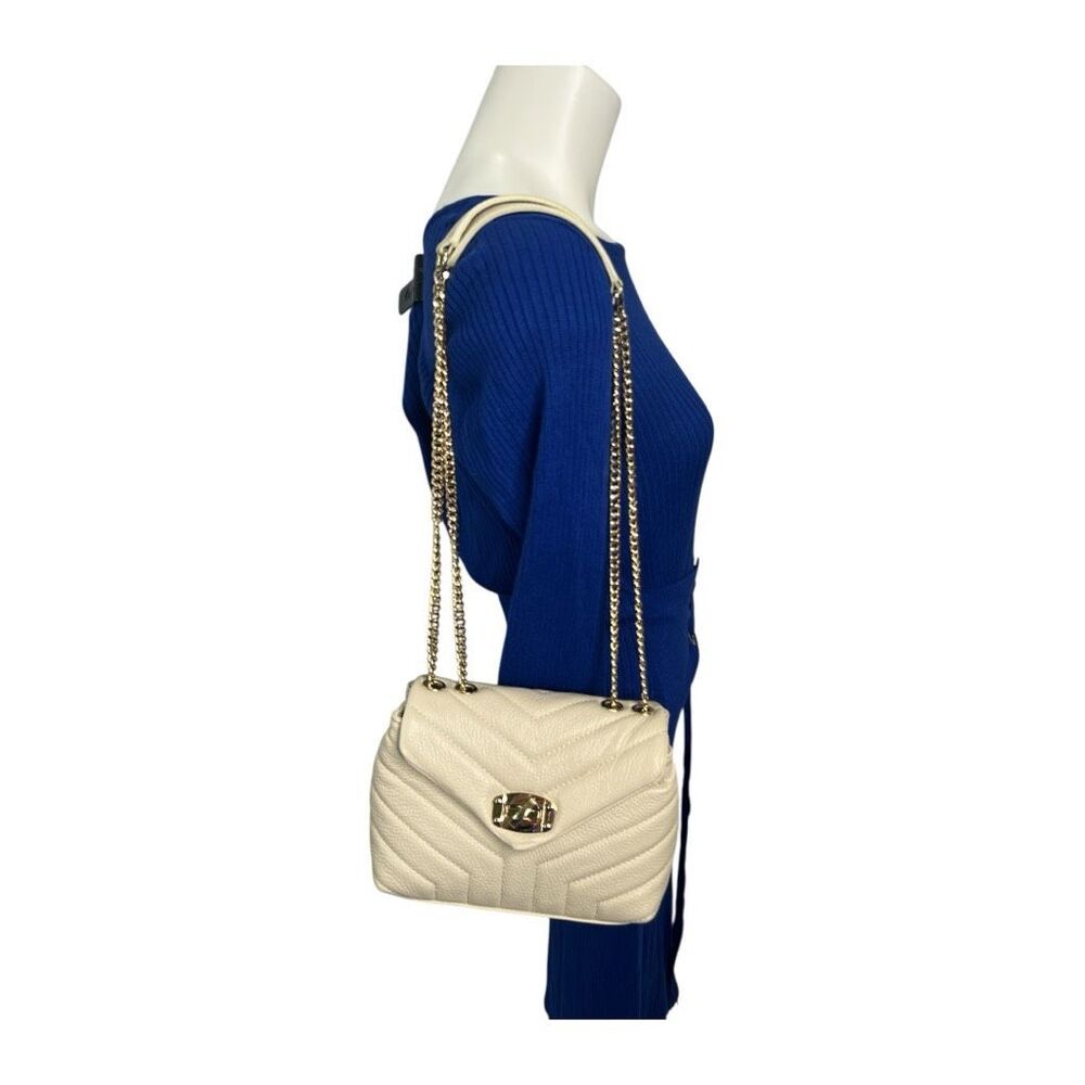 Divina Firenze‎ Cream Quilted Leather Gold Chain Purse